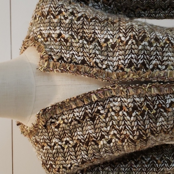 ANDREA JOVINE size 10 incredible blazer brown cream and gold - Picture 2 of 6